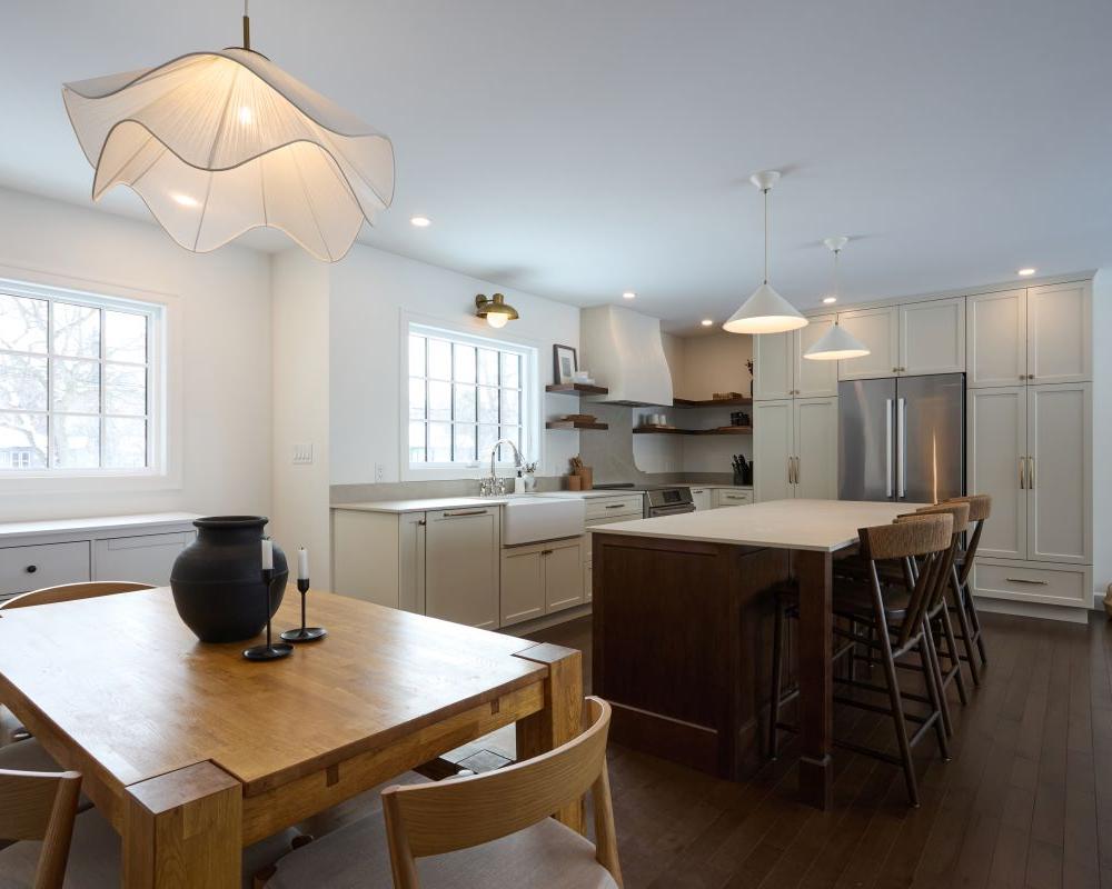 Custom luxury Dining room with natural light and accent lighting