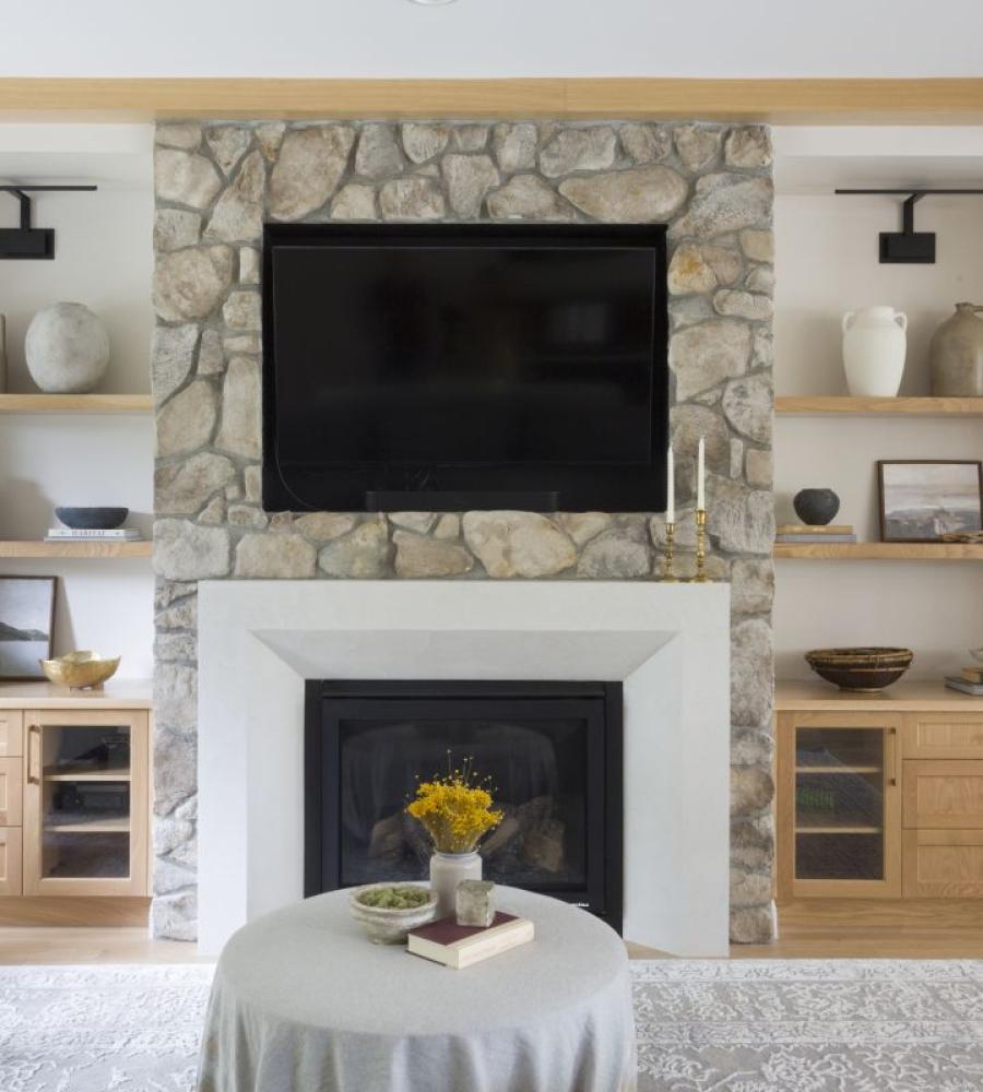 Custom TV unit with fire place and built ins